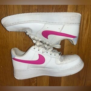Nike pink/purple swoosh air force 1
